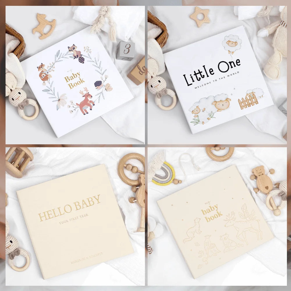 Livre souvenir bébé 1ère année ERATOPIC — Journal mémoire naissance en lin, cadeau baby shower