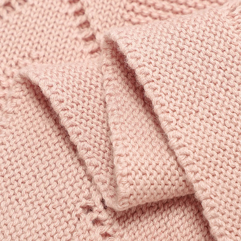 Couverture Tricot Bébé - Plaid Coton Doux Poussette & Lit 90x70cm