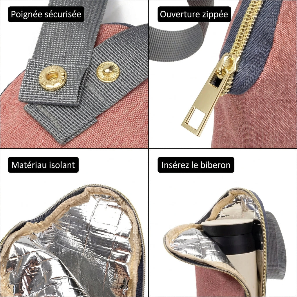 Sac Isotherme Porte-Biberon pour Poussette – Pochette Thermique Portable Bébé