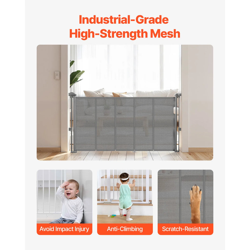 Barrière de sécurité rétractable SucceBuy — Extensible jusqu'à 280cm, enfants & animaux, facile à installer