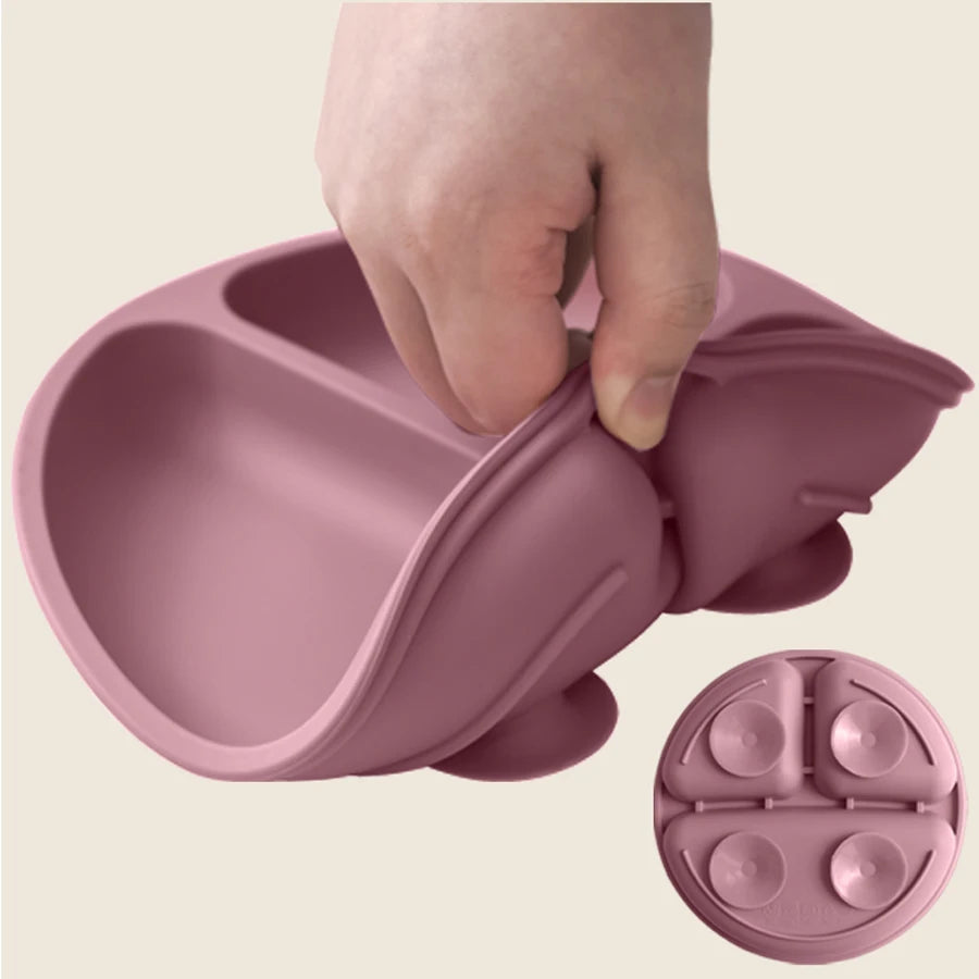 Assiette Ventouse Silicone Bébé - Compartiments Sans BPA Repas Enfant