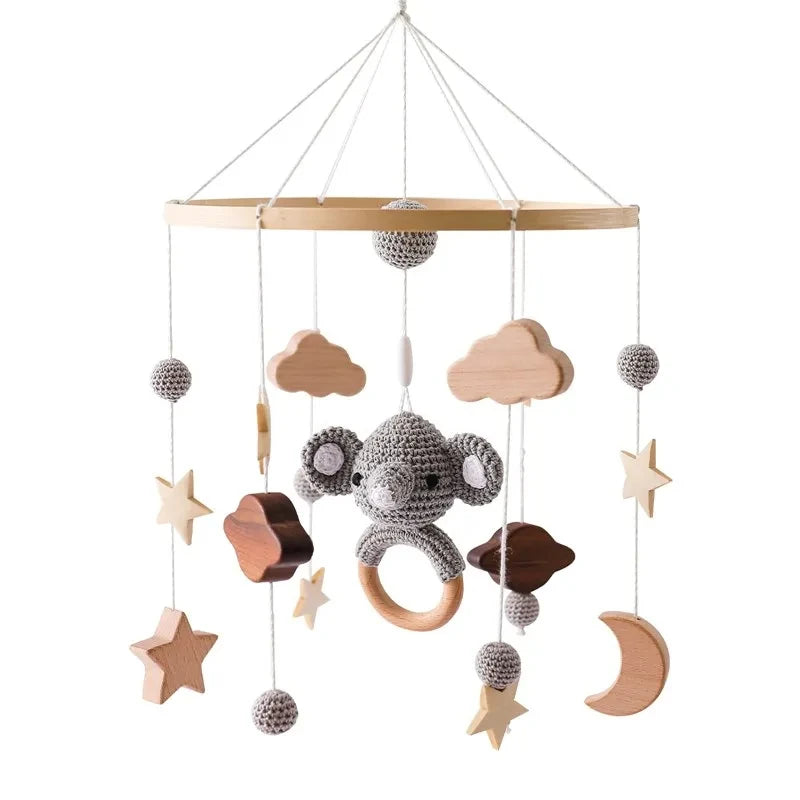 Boîte à Musique Rotative Bébé - Mobile Bois Naturel Berceuse 0-12 Mois