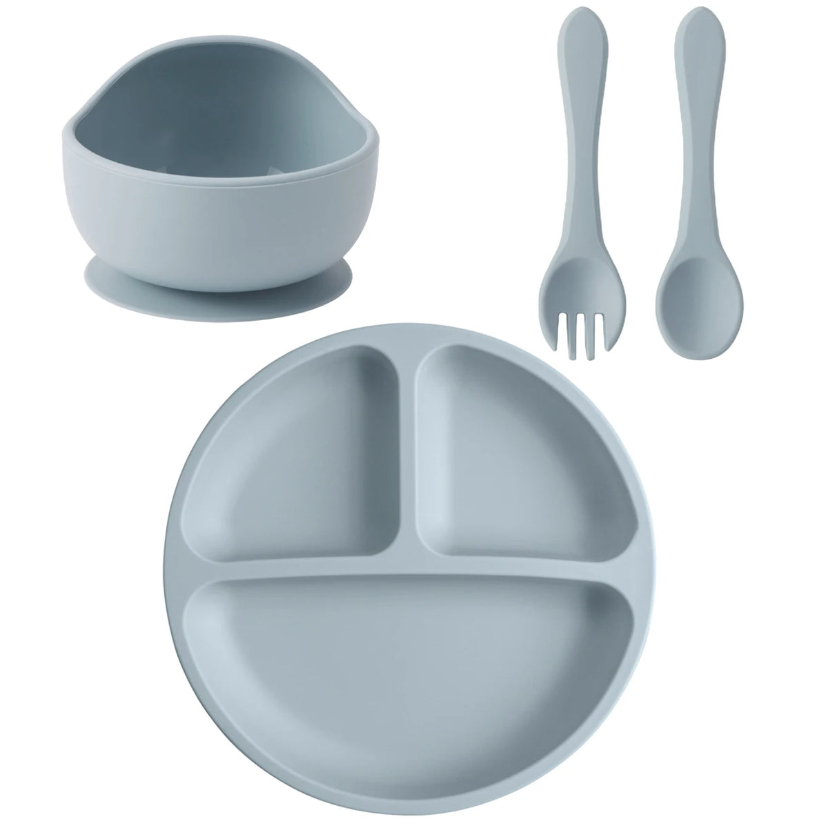 Set d'Assiettes Silicone Ventouses pour Bébé – Vaisselle Complète 4 Pièces