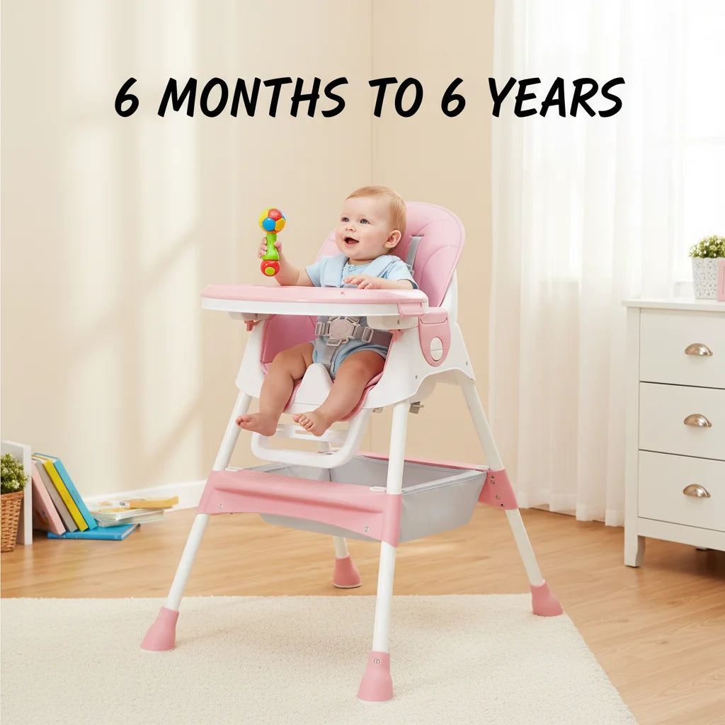 Chaise Haute Bébé Réglable - Double Plateau Antidérapant 6 Mois à 6 Ans