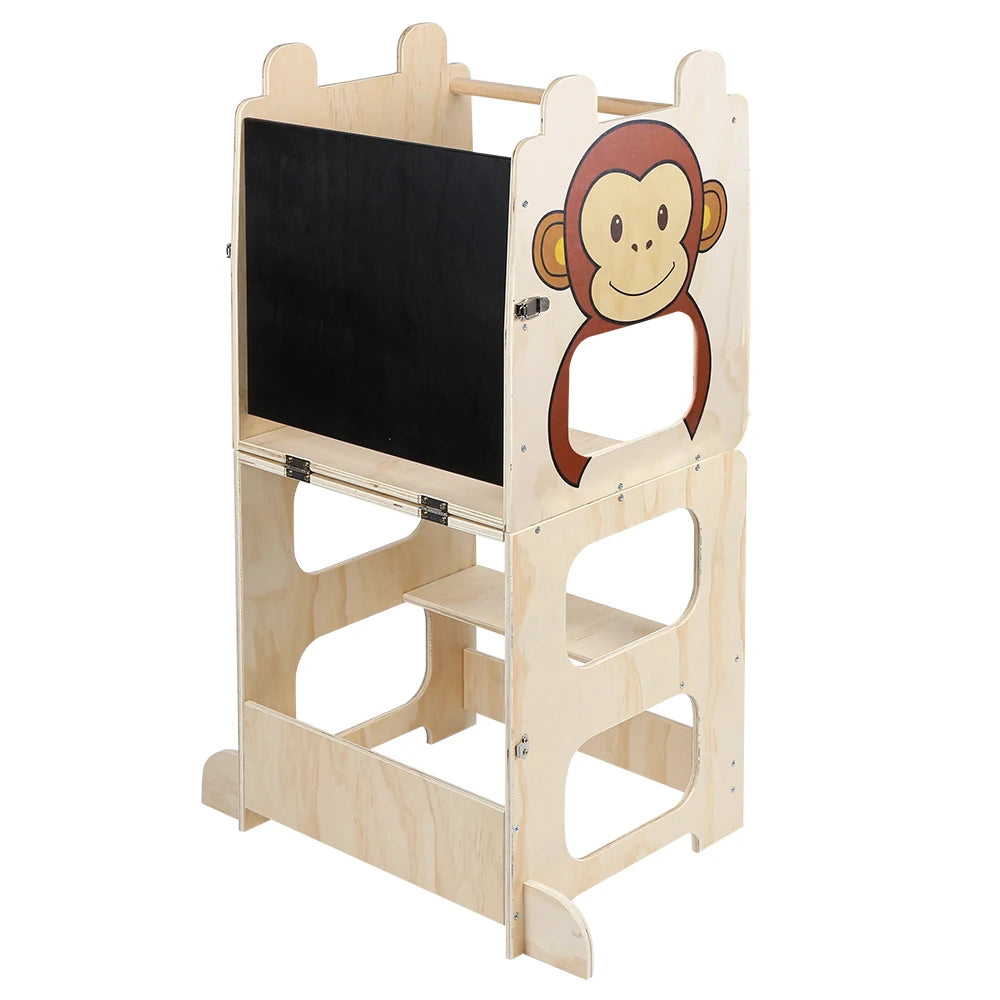 Tour d'Observation Montessori 3-en-1 – Table, Chaise & Tabouret Évolutif pour Enfant