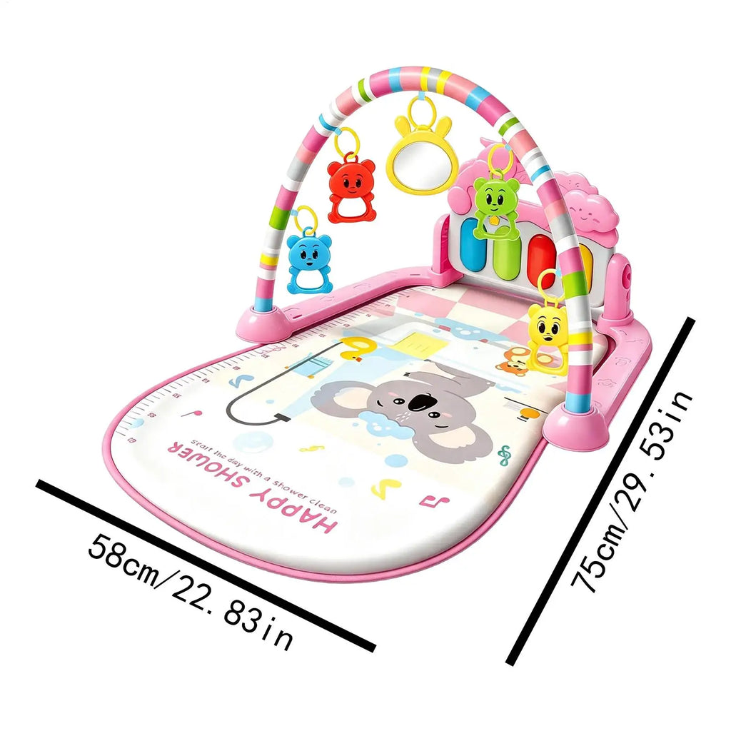 Tapis d'Éveil Musical avec Arche de Jeu – Portique Sensoriel Lumineux pour Bébé