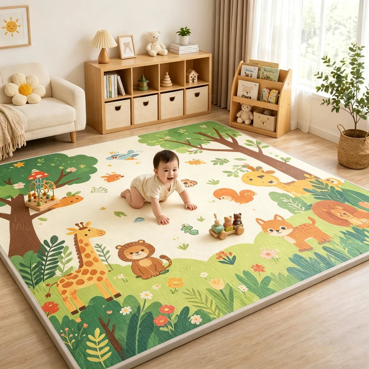 Tapis d'Éveil Épais pour Bébé – Tapis de Jeu Pliable Antidérapant, Plusieurs Tailles