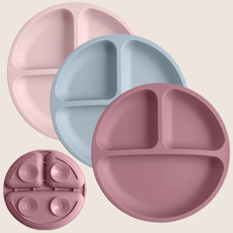 Assiette Ventouse Silicone Bébé - Compartiments Sans BPA Repas Enfant