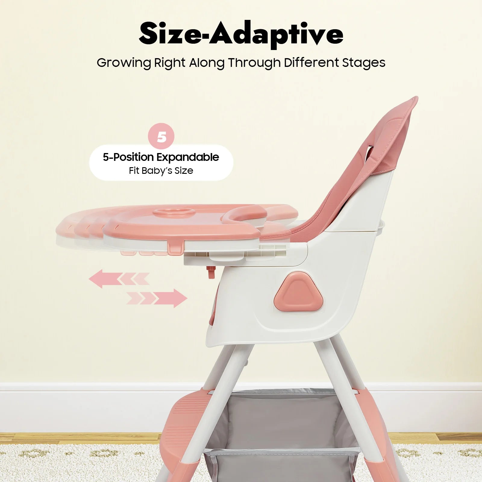 Chaise Haute Bébé Réglable - Double Plateau Antidérapant 6 Mois à 6 Ans