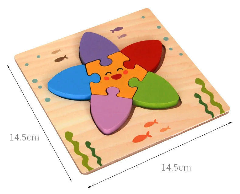 Puzzle en Bois 3D Animaux — Jeu d'Éveil et d'Apprentissage pour Bébé