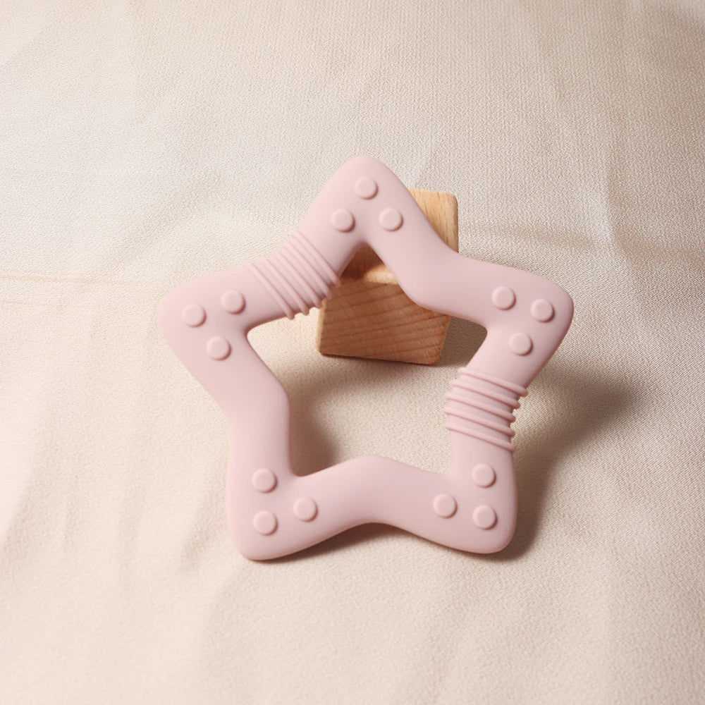 Anneau de Dentition Étoile Silicone - Set Coloris Pastel Bébé