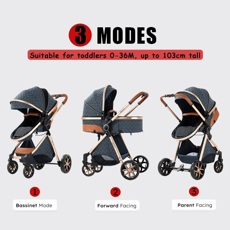 Poussette Trio 3 en 1 Bébé - Siège Auto Nacelle Pliable Voyage