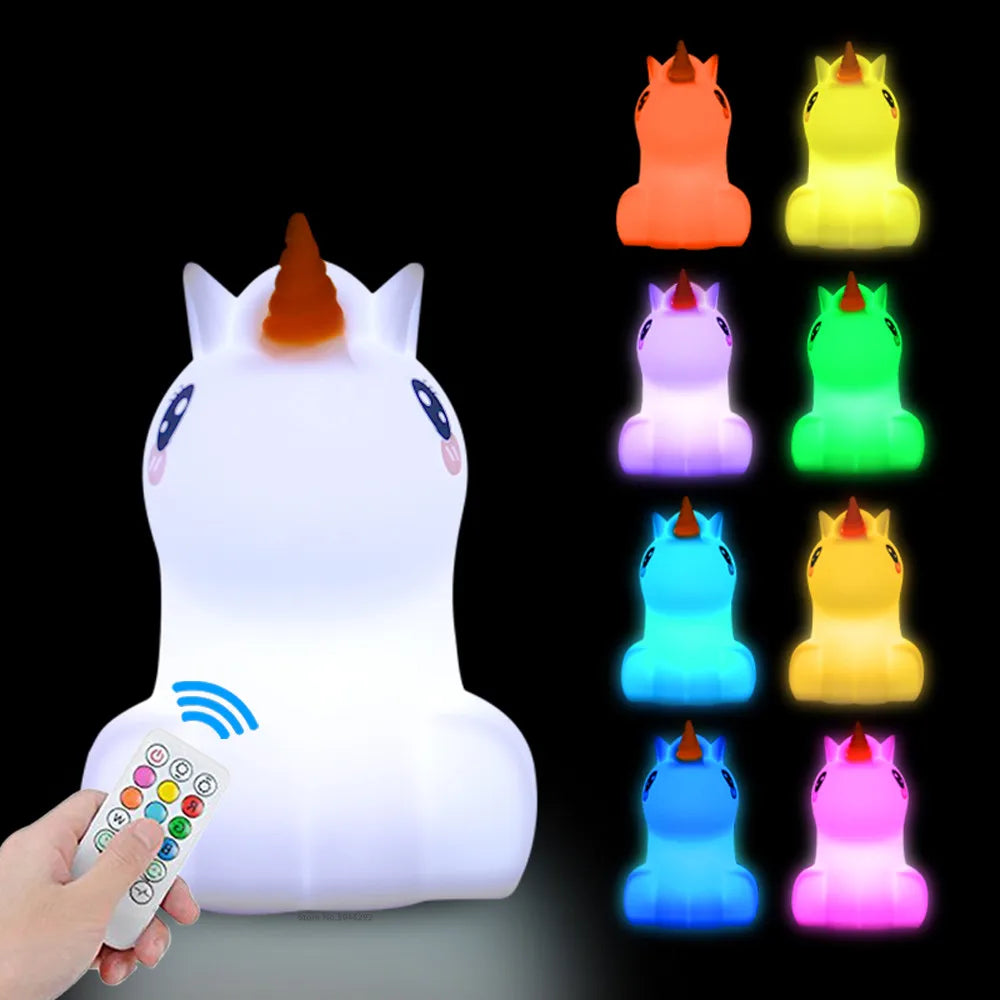 Veilleuse LED Hibou Silicone - Tactile Télécommande 9 Couleurs Rechargeable