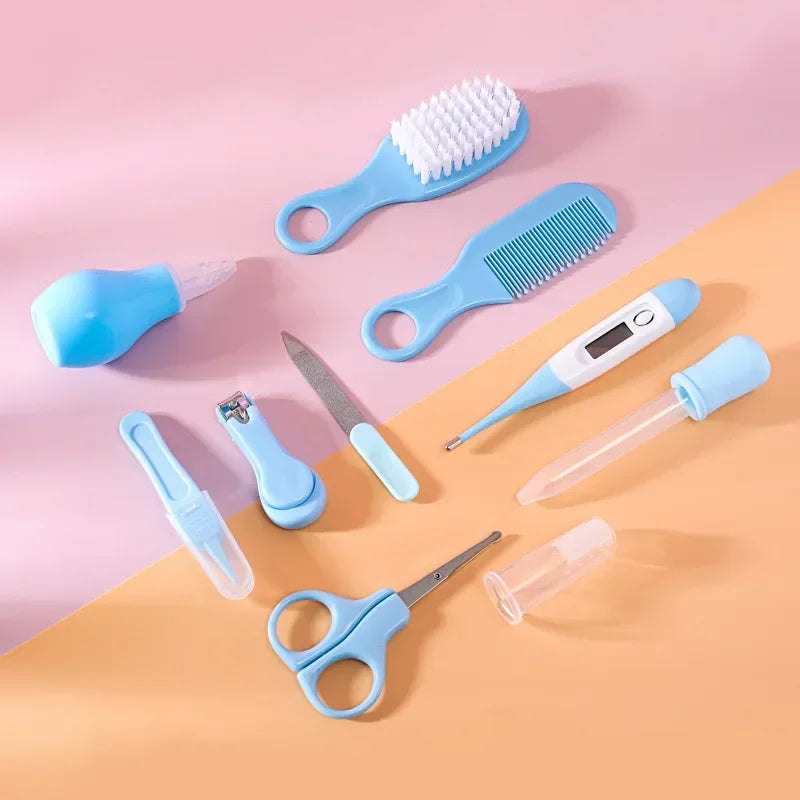 Kit Soins Bébé 10 Pièces - Brosse Thermomètre Coupe-Ongles Essentiel