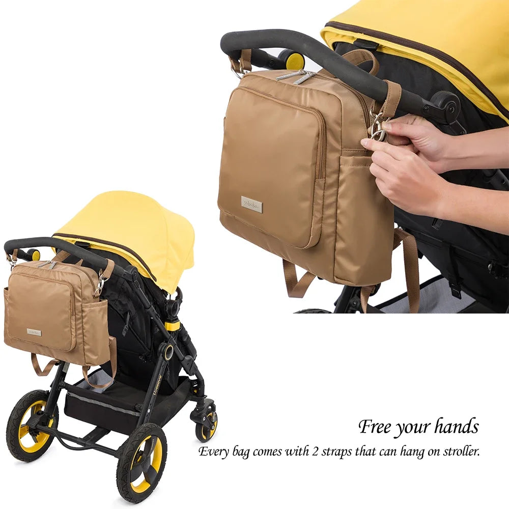 Sac à langer imperméable grande capacité — Sac à dos voyage maman & bébé, polyester solide