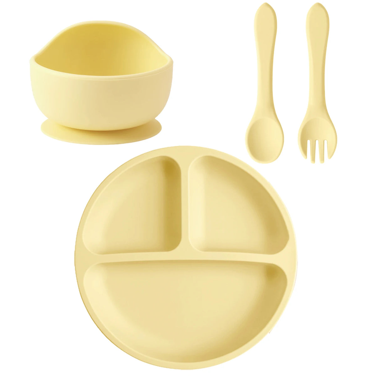 Set d'Assiettes Silicone Ventouses pour Bébé – Vaisselle Complète 4 Pièces