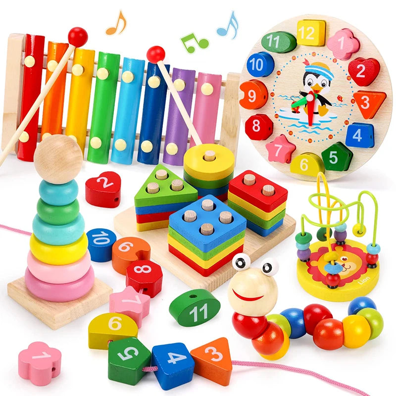 Set Jouets Montessori en Bois - Puzzles & Jeux Éducatifs Bébé
