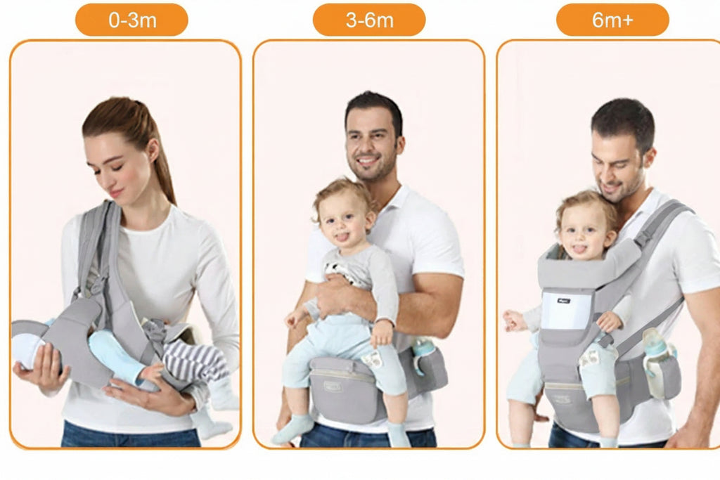Porte-Bébé Ergonomique avec Siège Assis — Nouveau-Né à Enfant
