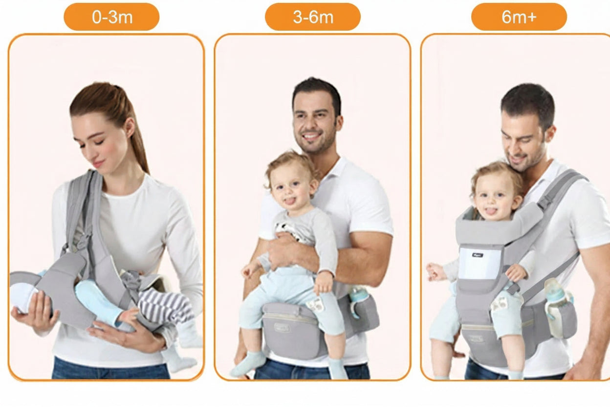 Porte-Bébé Ergonomique avec Siège Assis — Nouveau-Né à Enfant