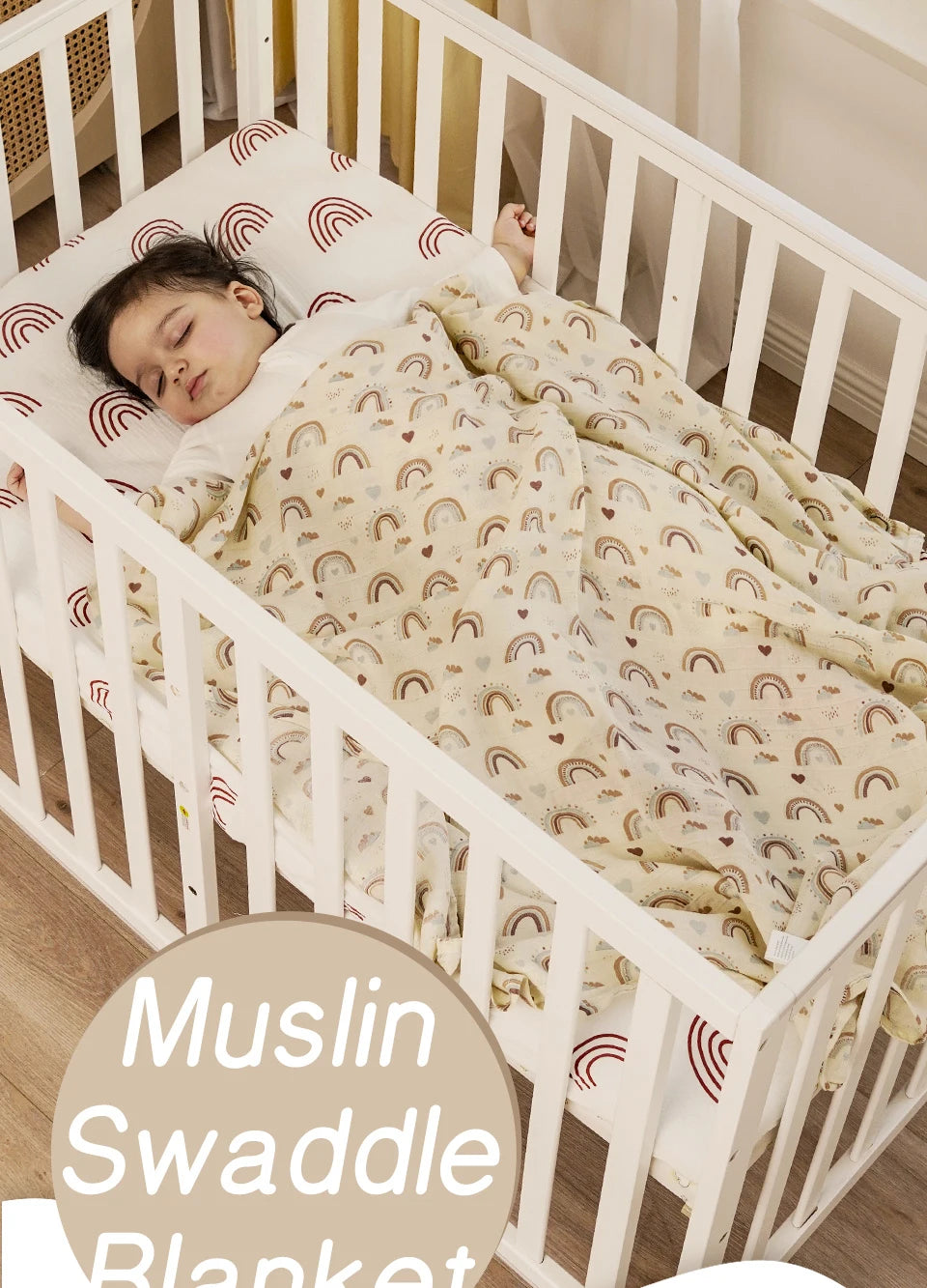 Lange Emmaillotage Bébé Coton Bambou - Couverture Douce Arc-en-Ciel