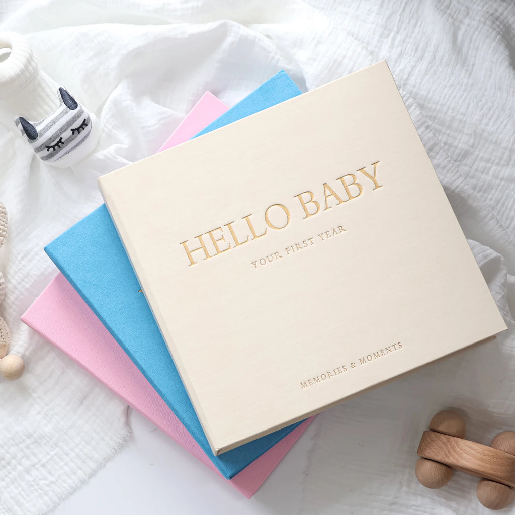 Livre souvenir bébé 1ère année ERATOPIC — Journal mémoire naissance en lin, cadeau baby shower