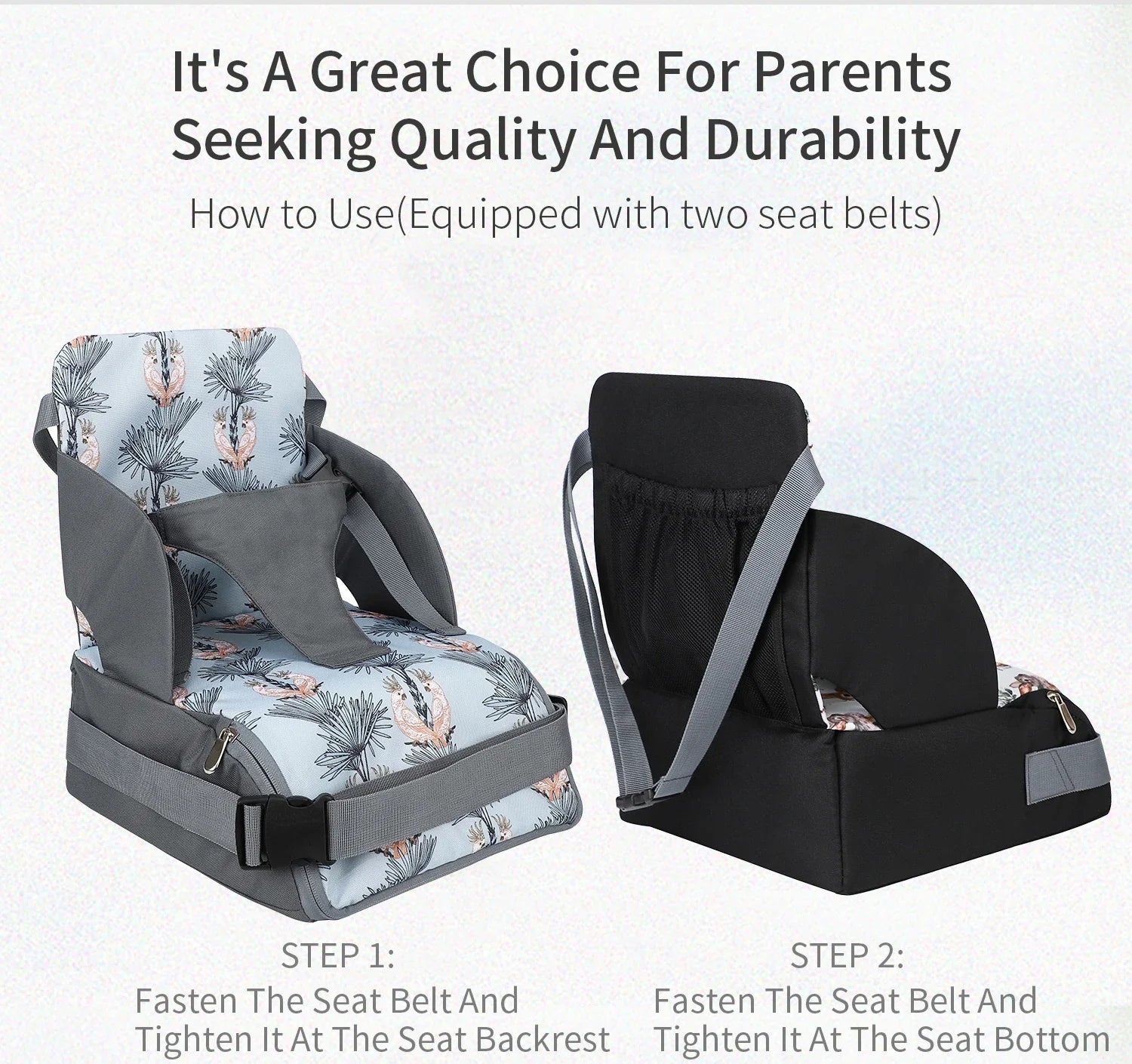 Réhausseur de Chaise Bébé Portable - Harnais Sécurité Lavable Voyage