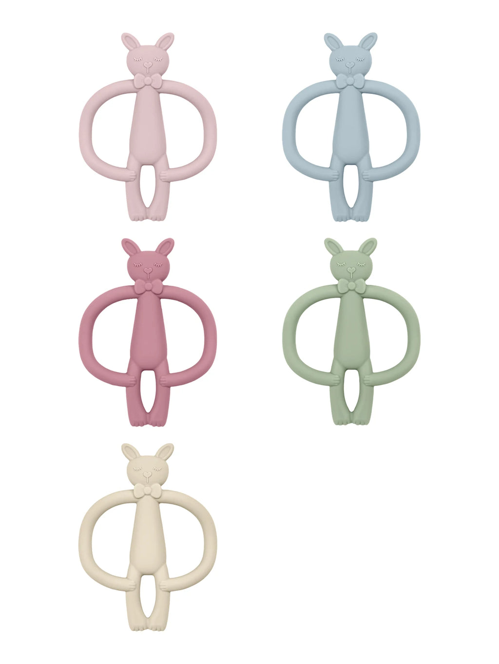 Anneau de Dentition Lapin Silicone - Jouet Mordant Bébé Coloris Pastel