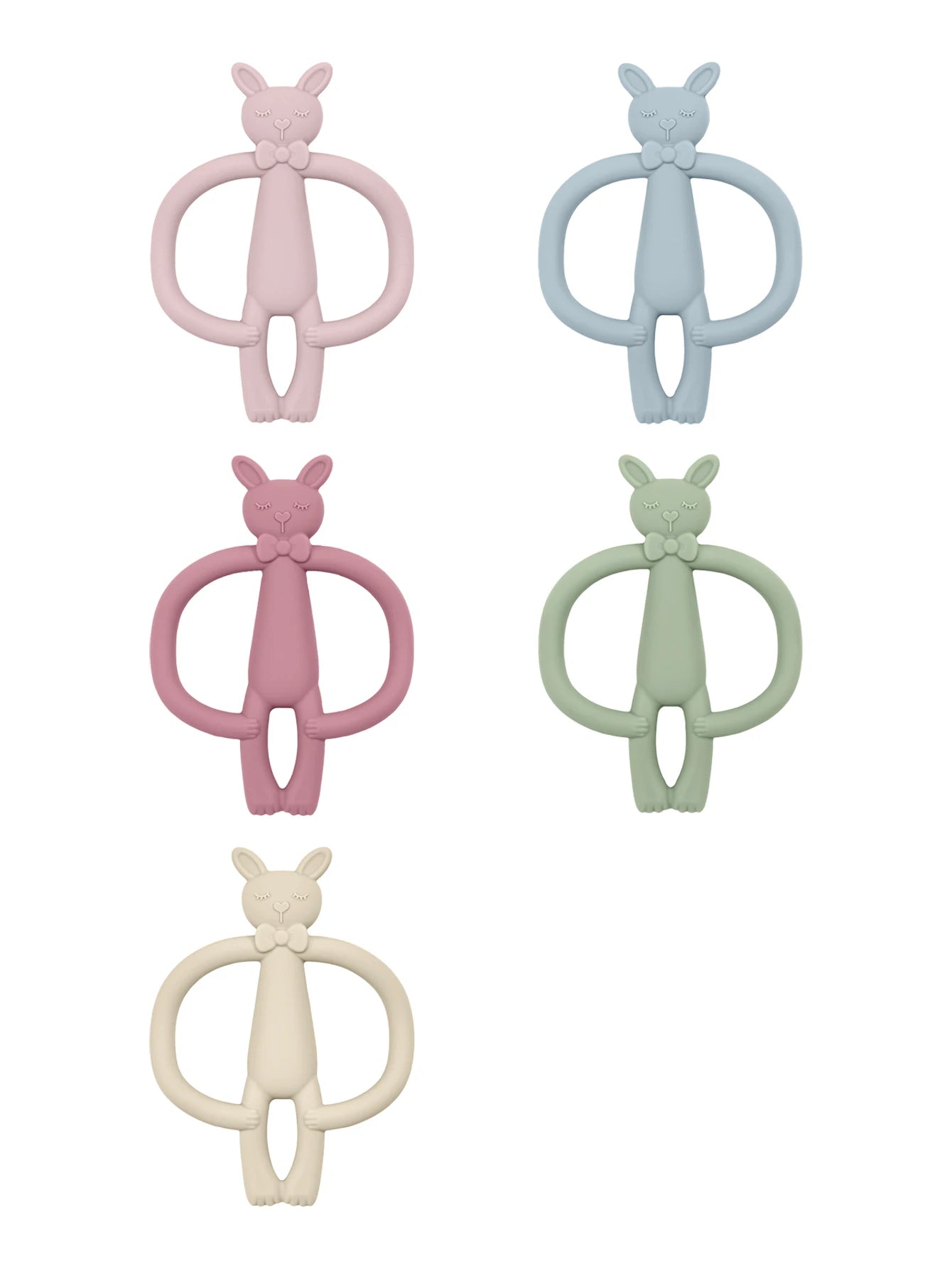Anneau de Dentition Lapin Silicone - Jouet Mordant Bébé Coloris Pastel
