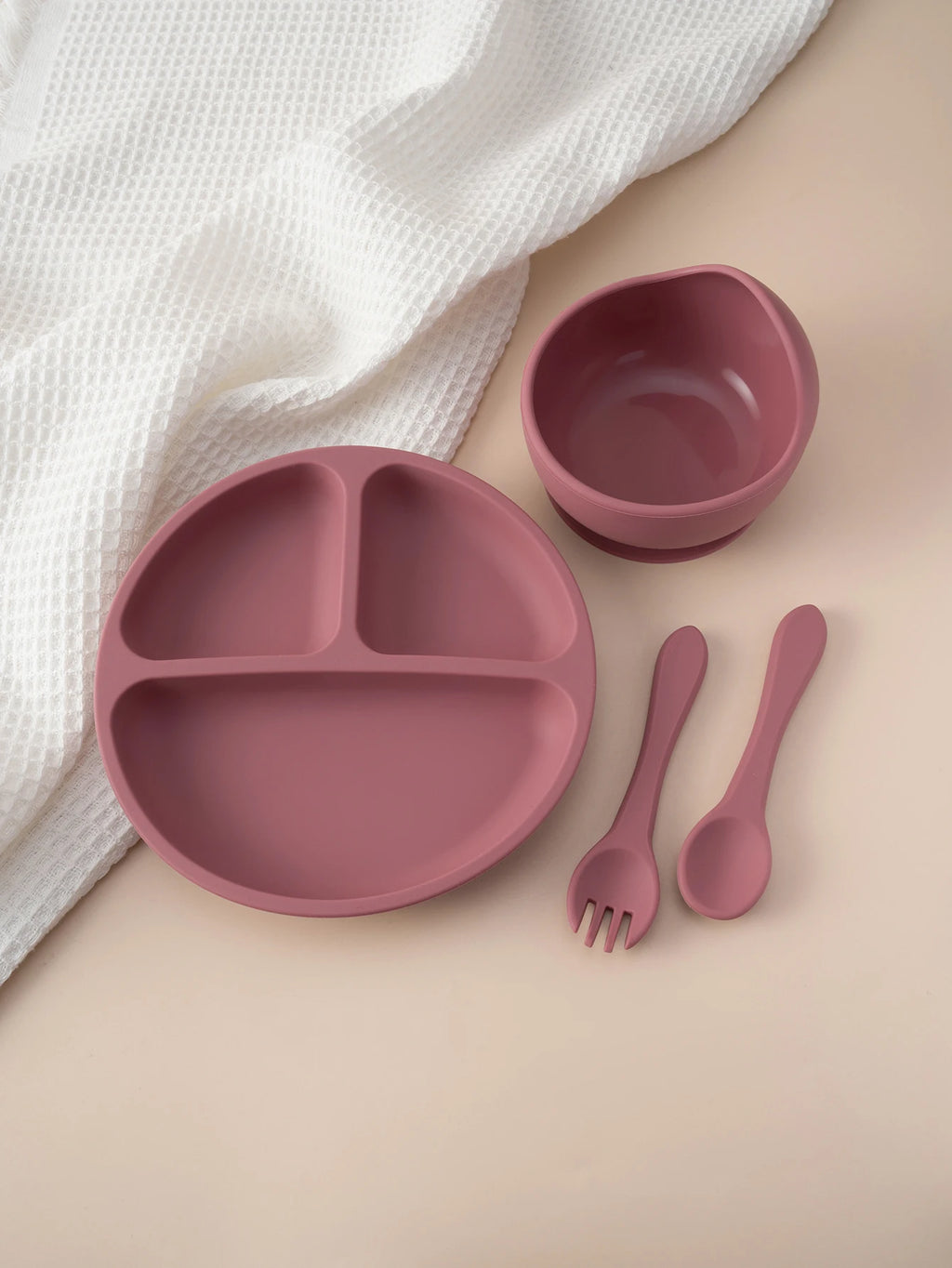 Set d'Assiettes Silicone Ventouses pour Bébé – Vaisselle Complète 4 Pièces