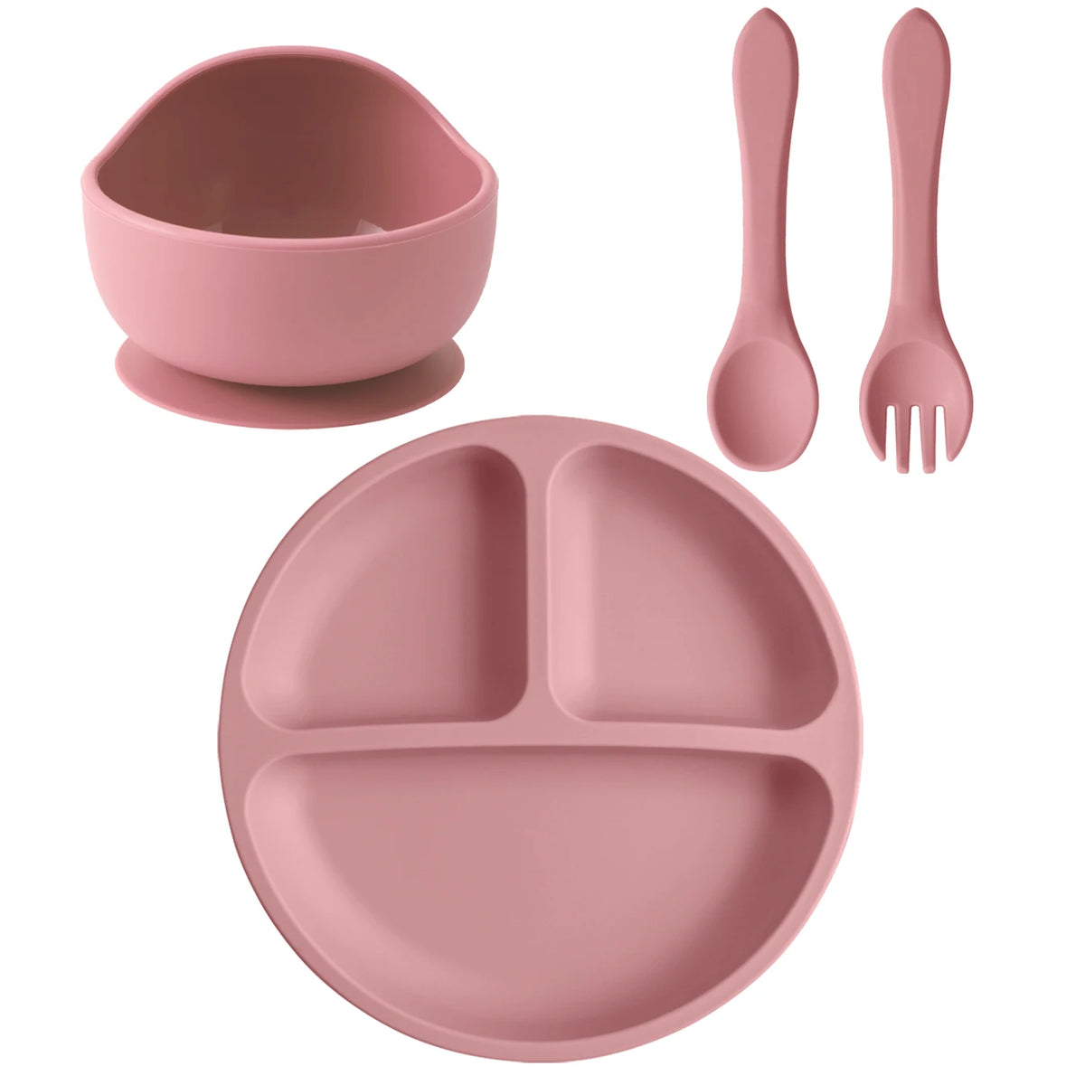 Set d'Assiettes Silicone Ventouses pour Bébé – Vaisselle Complète 4 Pièces