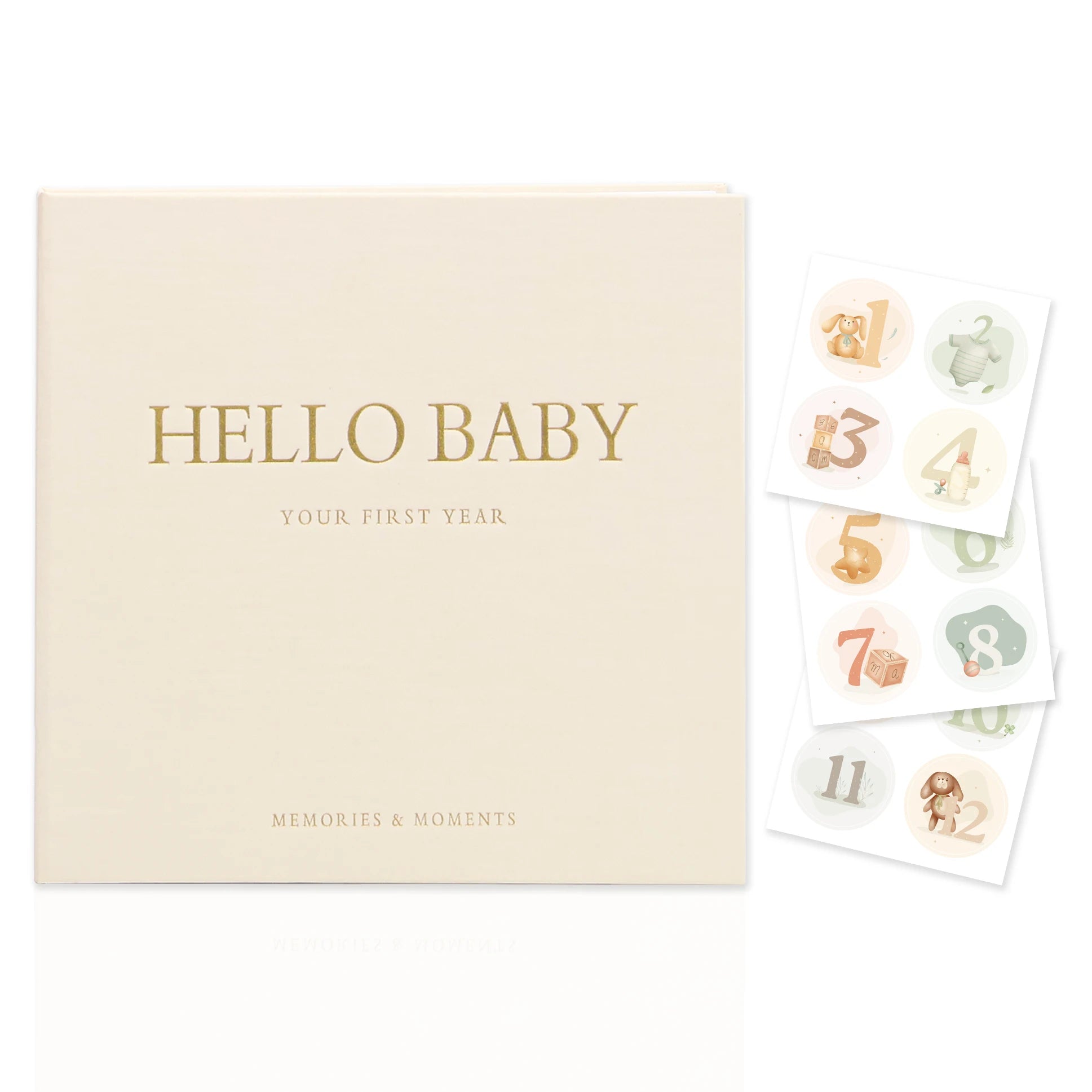 Livre souvenir bébé 1ère année ERATOPIC — Journal mémoire naissance en lin, cadeau baby shower