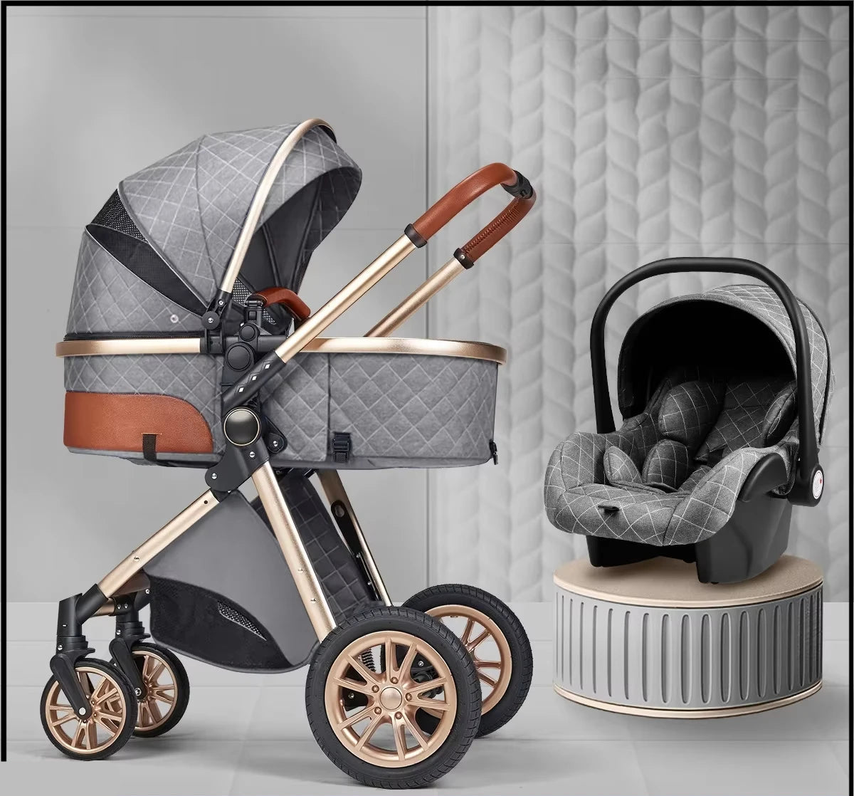 Poussette Trio 3-en-1 — Nacelle, Coque Auto & Poussette