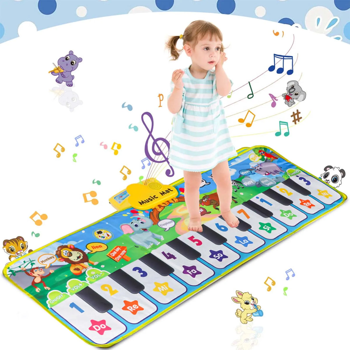 Tapis Piano Musical Interactif – Tapis de Jeu Tactile pour Enfant, 3 Instruments