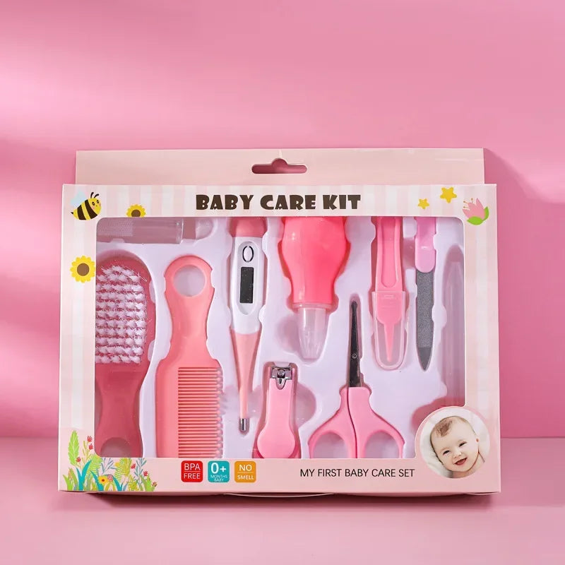 Kit Soins Bébé 10 Pièces - Brosse Thermomètre Coupe-Ongles Essentiel