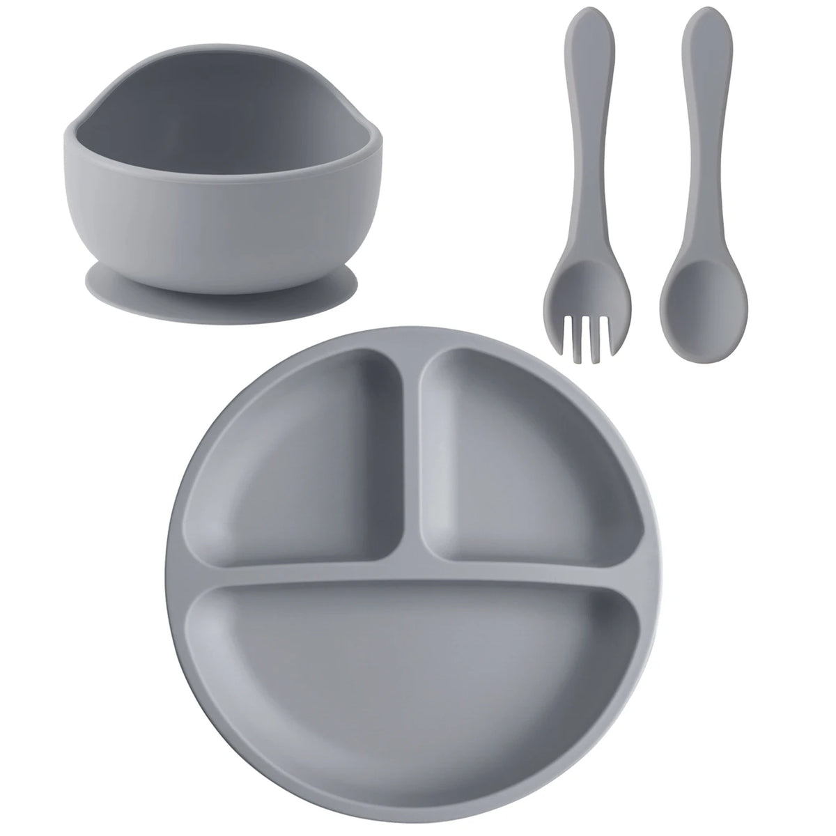 Set d'Assiettes Silicone Ventouses pour Bébé – Vaisselle Complète 4 Pièces