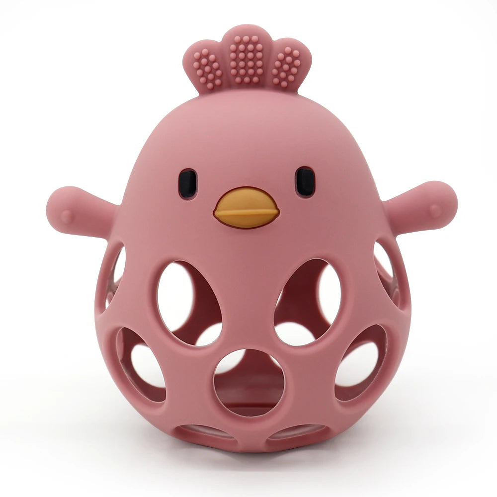Jouet de Dentition Poussin Silicone - Balle Ajourée Bébé
