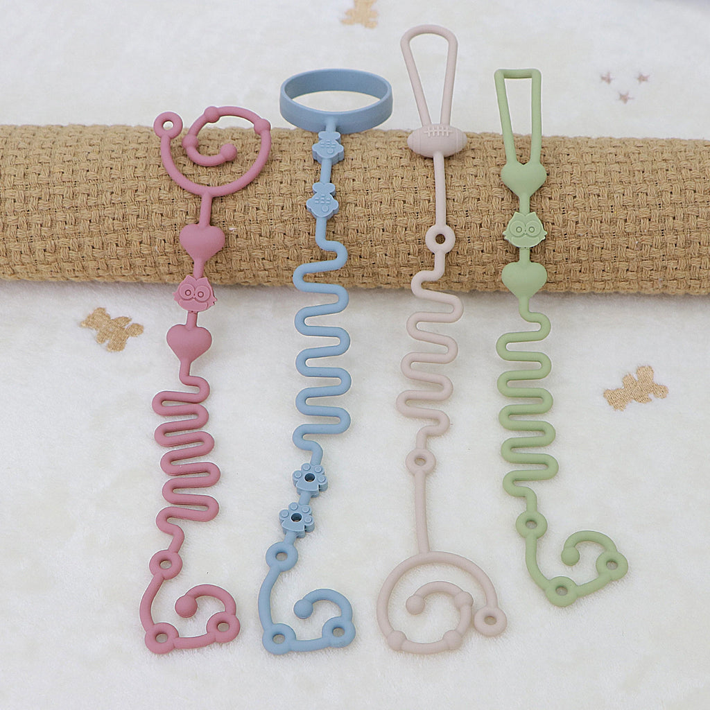 Lot 4 Chaînes de Sucette Silicone - Attache Tétine Ajustable Bébé