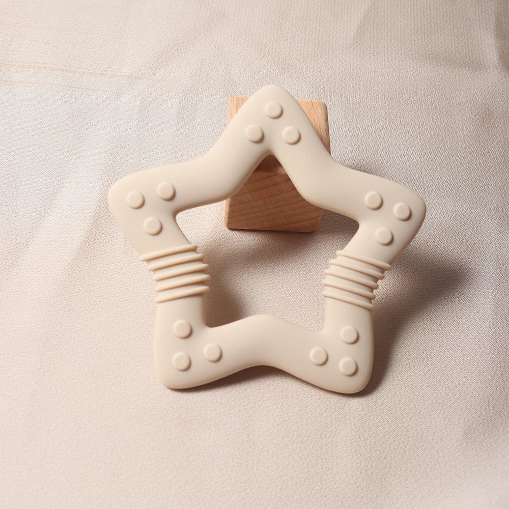 Anneau de Dentition Étoile Silicone - Set Coloris Pastel Bébé