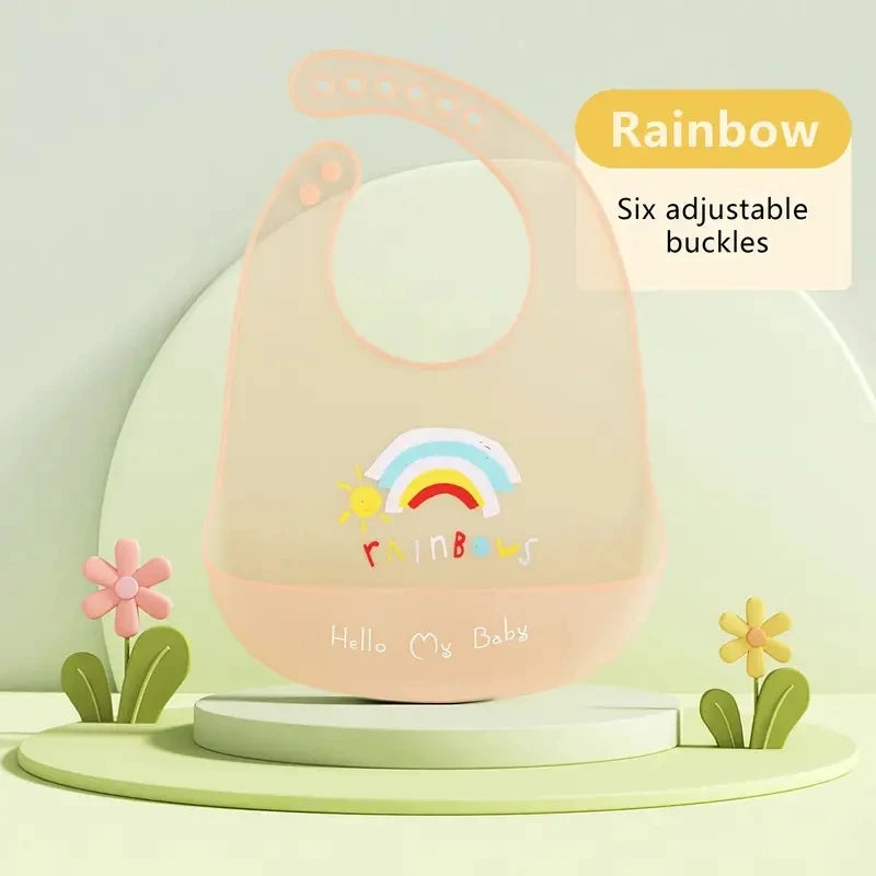Bavoir Silicone Bébé Imperméable - Motifs Animaux Réglable
