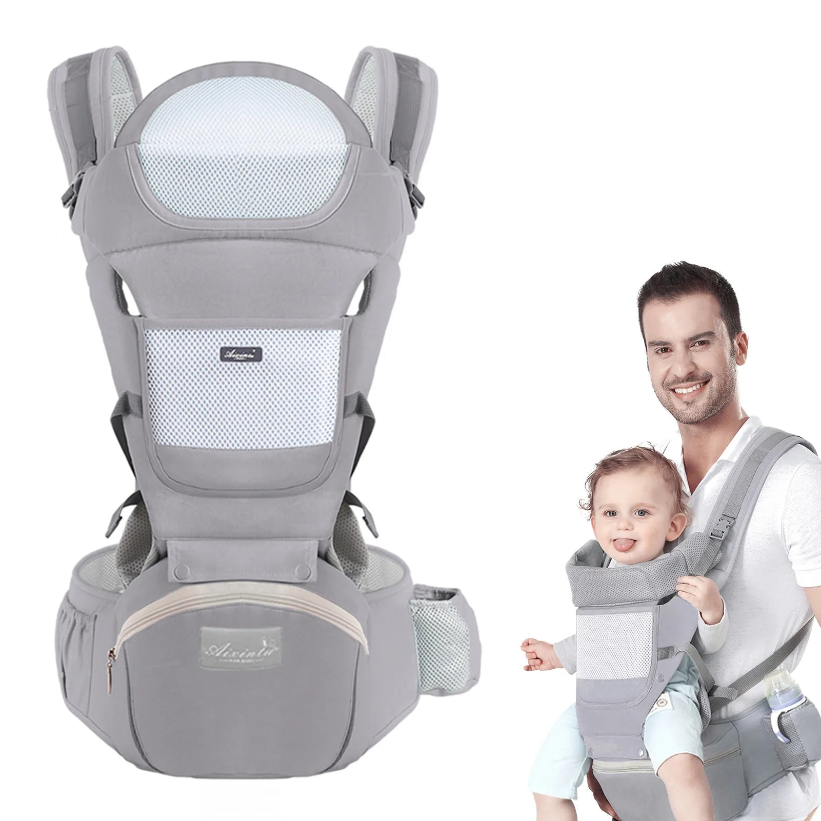 Porte-Bébé Ergonomique avec Siège Assis — Nouveau-Né à Enfant
