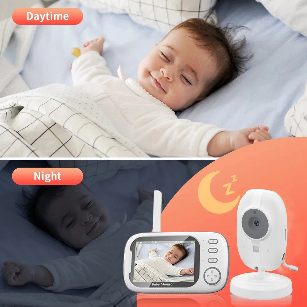 Babyphone Vidéo Sans Fil – Écran 3.5″, Vision Nocturne, Audio Bidirectionnel & Alerte Température