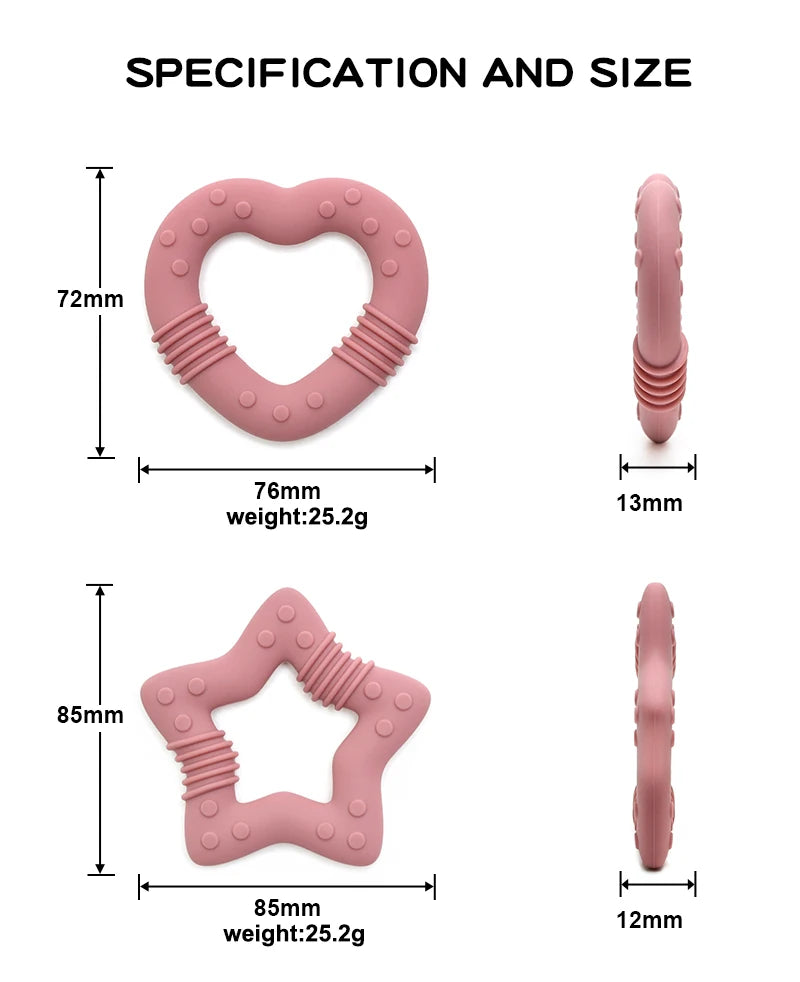 Anneau de Dentition Étoile Silicone - Set Coloris Pastel Bébé