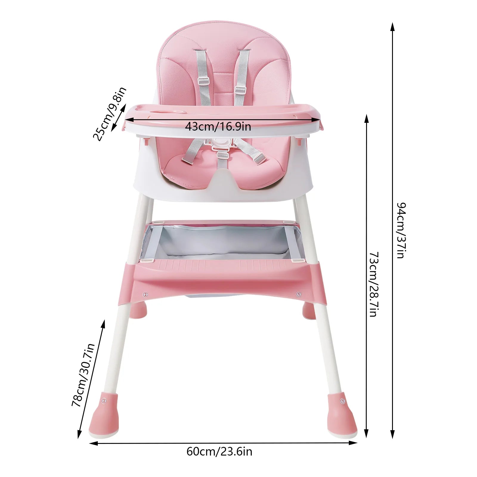 Chaise Haute Bébé Réglable - Double Plateau Antidérapant 6 Mois à 6 Ans