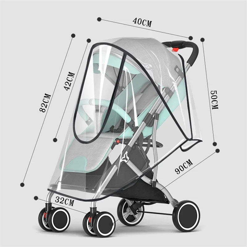 Housse de Pluie Poussette Universelle - Transparente Respirante Anti-Vent