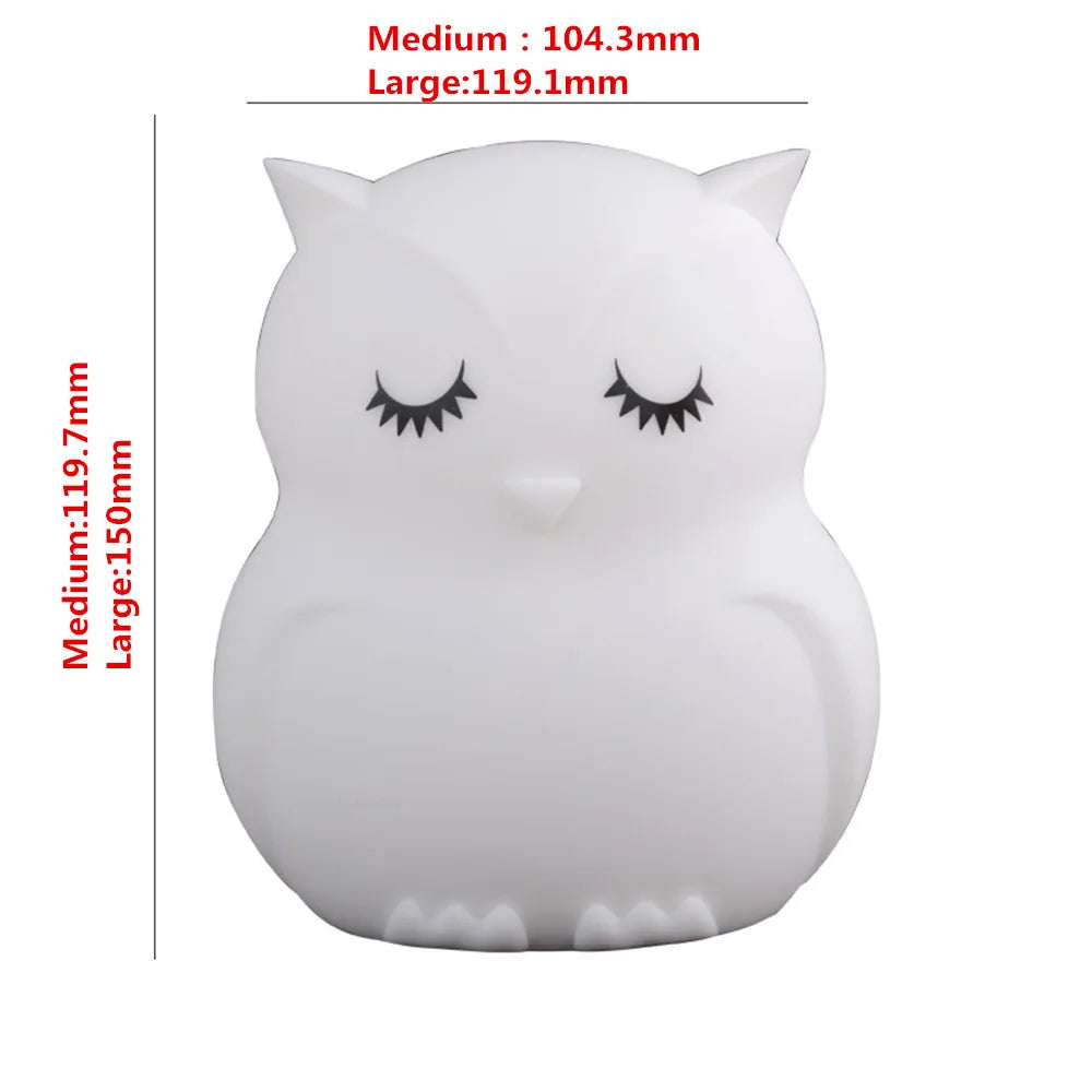 Veilleuse LED Hibou Silicone - Tactile Télécommande 9 Couleurs Rechargeable