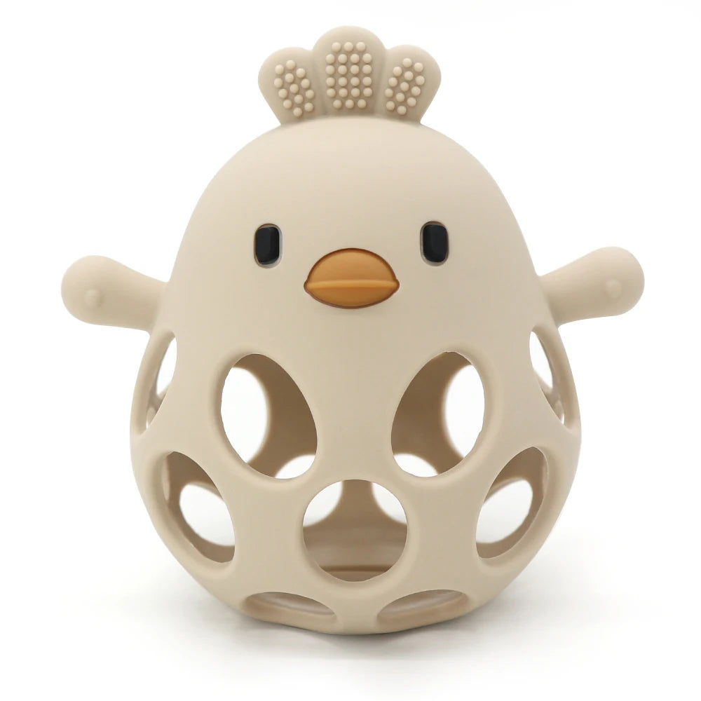 Jouet de Dentition Poussin Silicone - Balle Ajourée Bébé