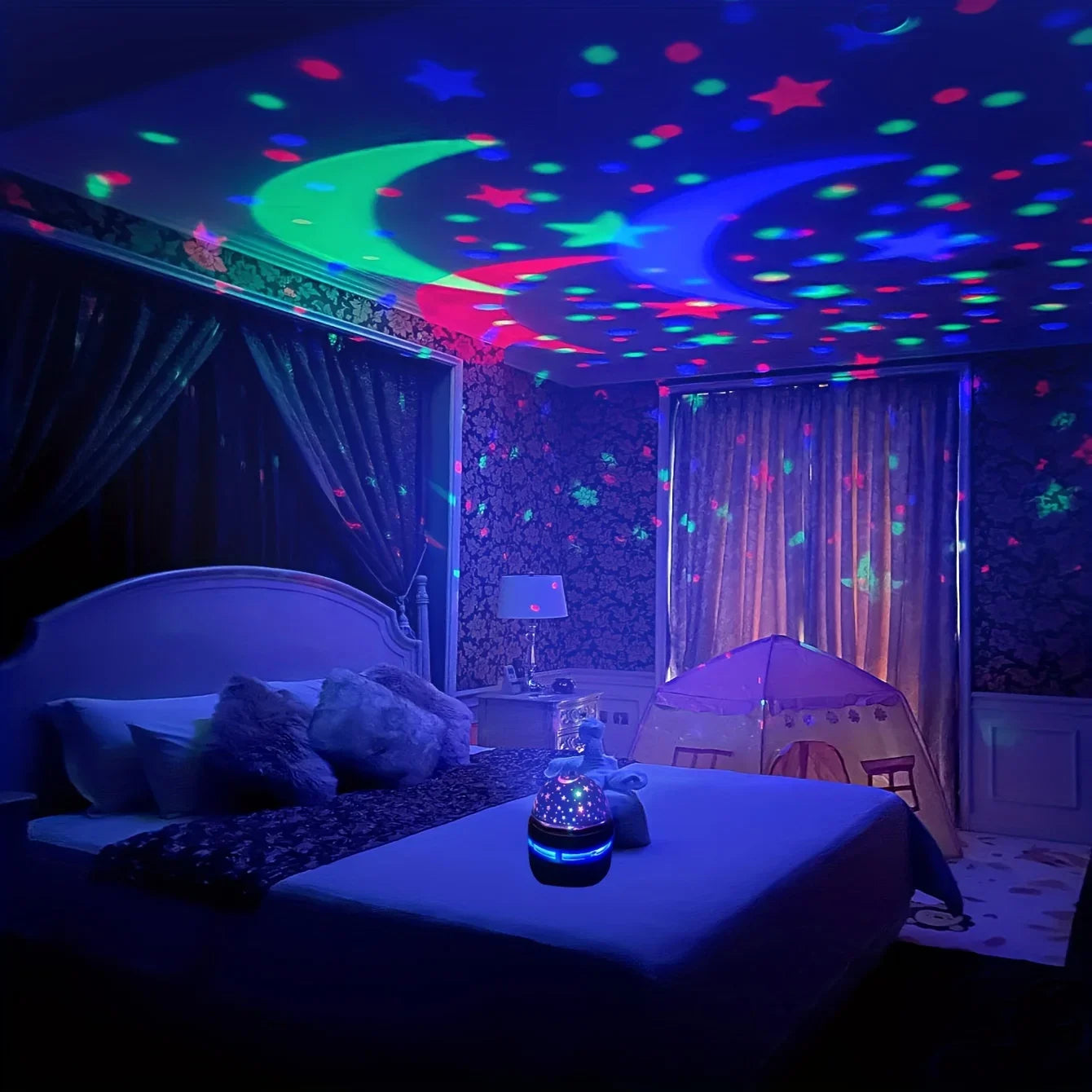 Veilleuse Projecteur Étoiles Bébé — Ciel Étoilé LED, Galaxie & Lune, Chambre Enfant