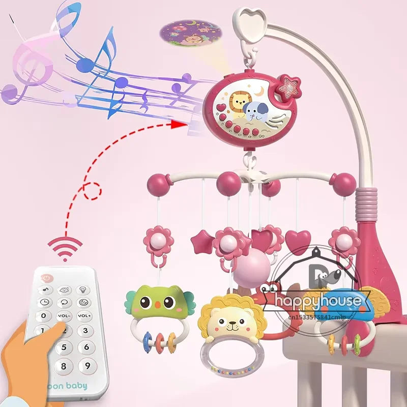 Mobile Musical Bébé avec Télécommande - Projection Lumineuse Lit