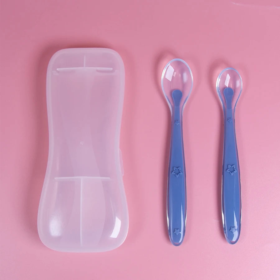 Set Cuillères Silicone Bébé - Apprentissage Repas Doux 2 pièces