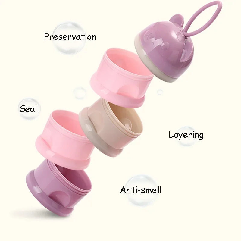 Boîte Doseuse Lait en Poudre Bébé - Contenant Snacks Portable 3-4 Compartiments